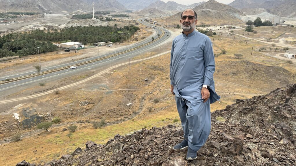 On the peak of a hill of the Hijr mountain, Masafi, Fujairah UAE