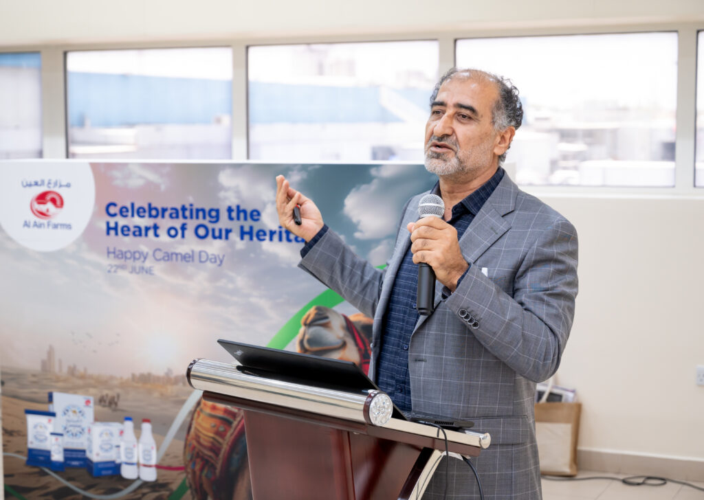 Founder of the World Camel Day is addressing the event's participants
